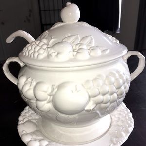 Signature Brand Soup Tureen, Ladle, and Plate